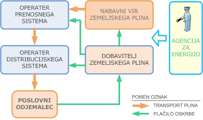 Udeleženci na trgu z zemeljskim plinom